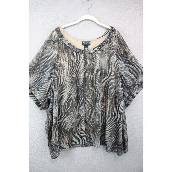 Maggie Barnes Tops - Maggie Barnes Sheer Animal Print Top w/ Tank-Size 5X (34-36W)